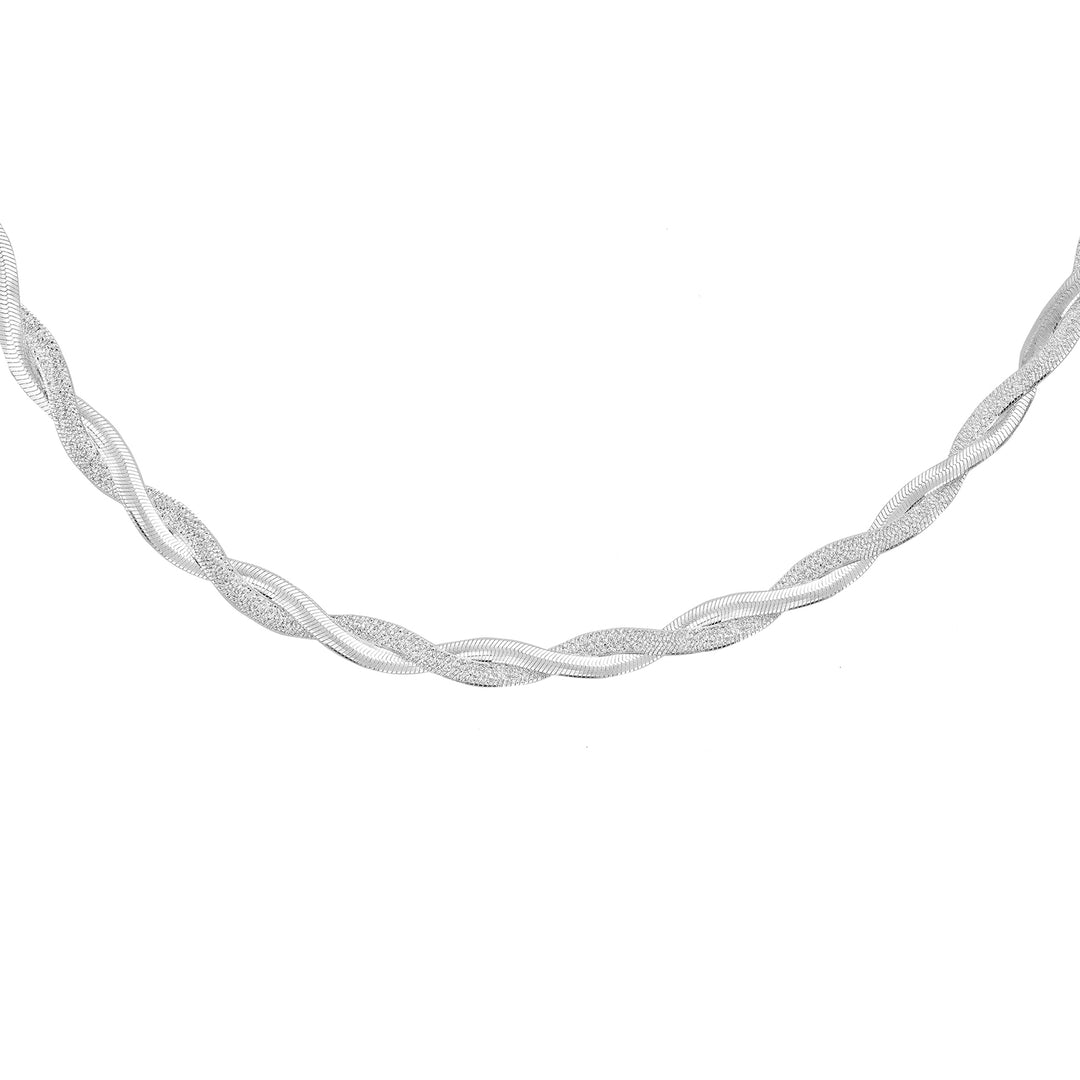 Flat flexible braided ladys sterling silver fancy necklet 38895