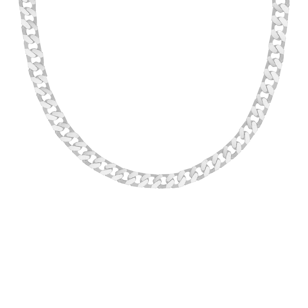 Gents flat square link curb chain in sterling silver 38883