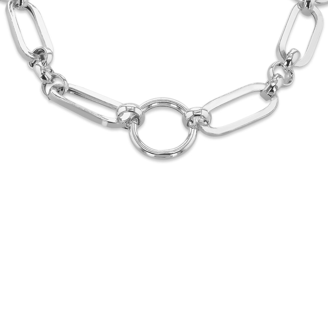 Ladys circle paper link sterling silver bracelet 38893
