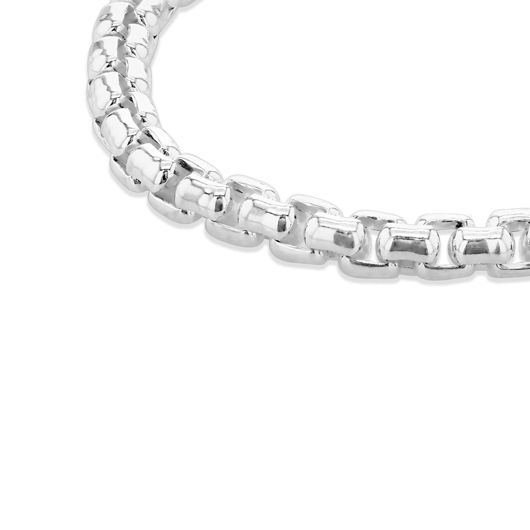 Gents rounded box link chunk sterling silver bracelet 38881