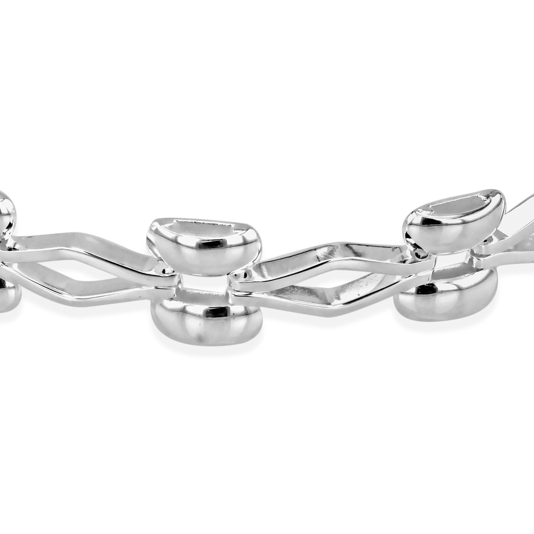 Ladys fancy D link sterling silver bracelet 38887