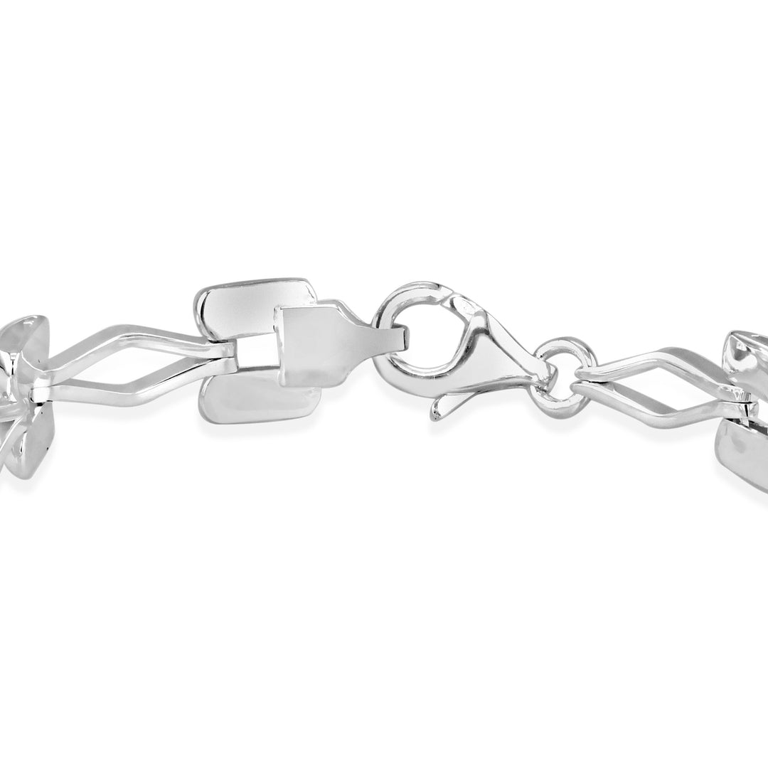 Ladys fancy D link sterling silver bracelet 38887