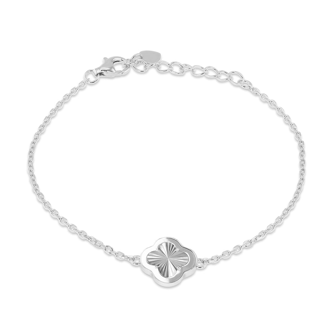 Ladys fancy adjustable Clover bracelet in sterling silver 38891