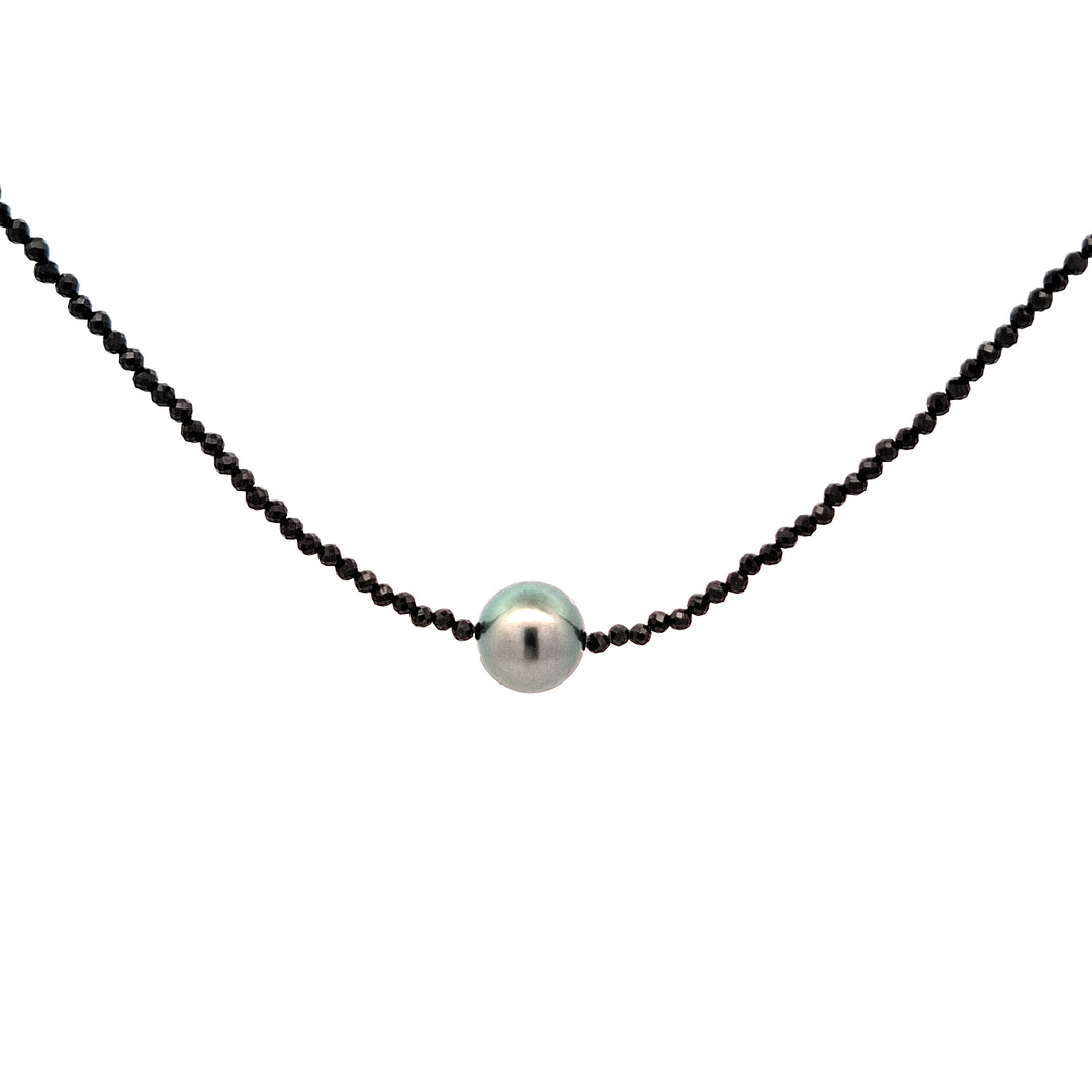 Black Spinel and Tahiti pearl necklace 38600
