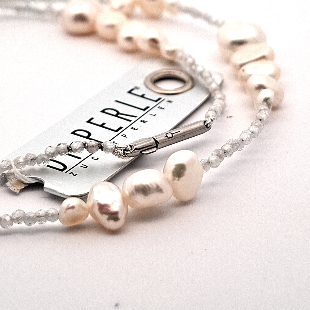 Zirkon and cultured pearl necklace 38601