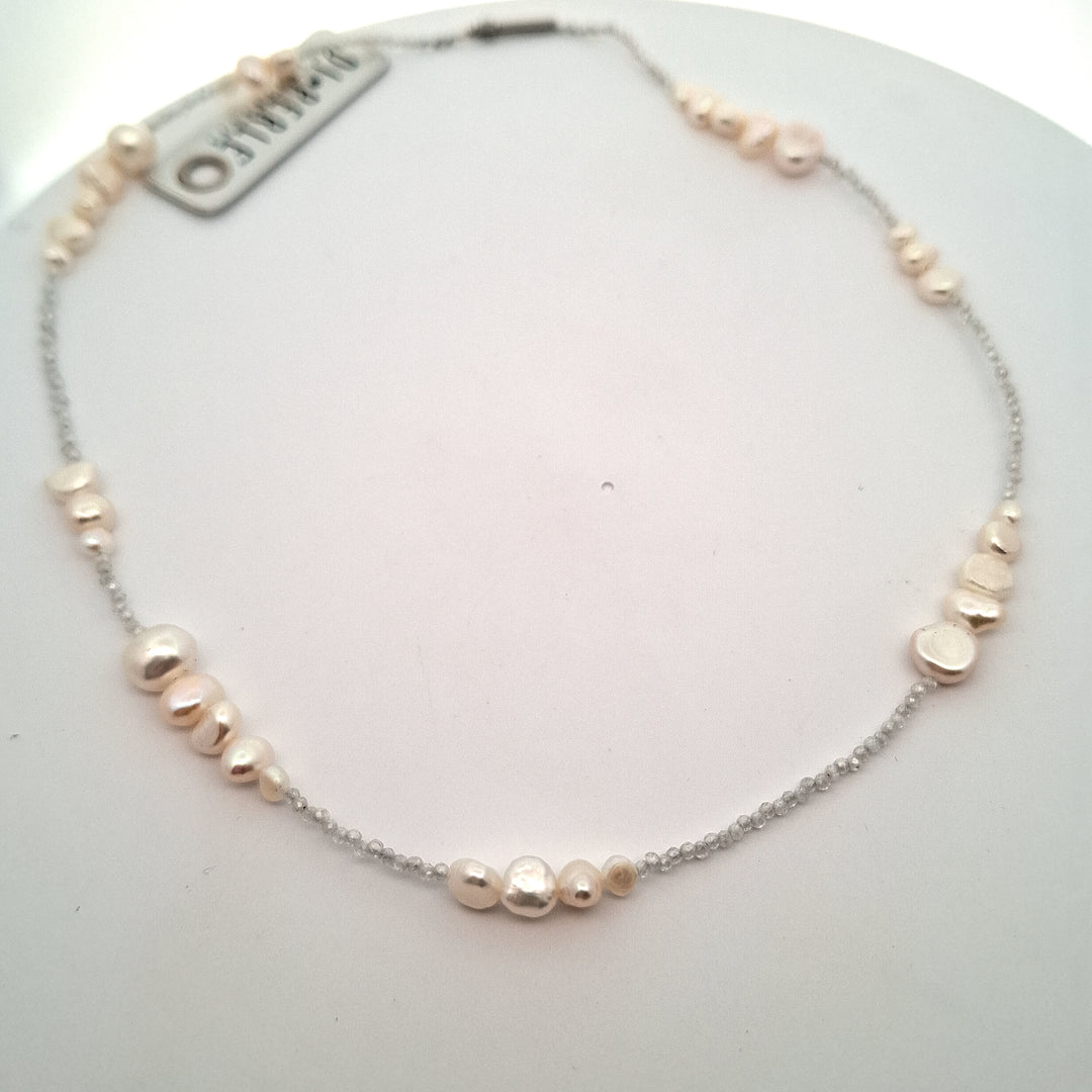 Zirkon and cultured pearl necklace 38601