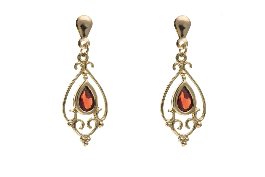 Real Garnet Victorian style pear drop earrings 38272