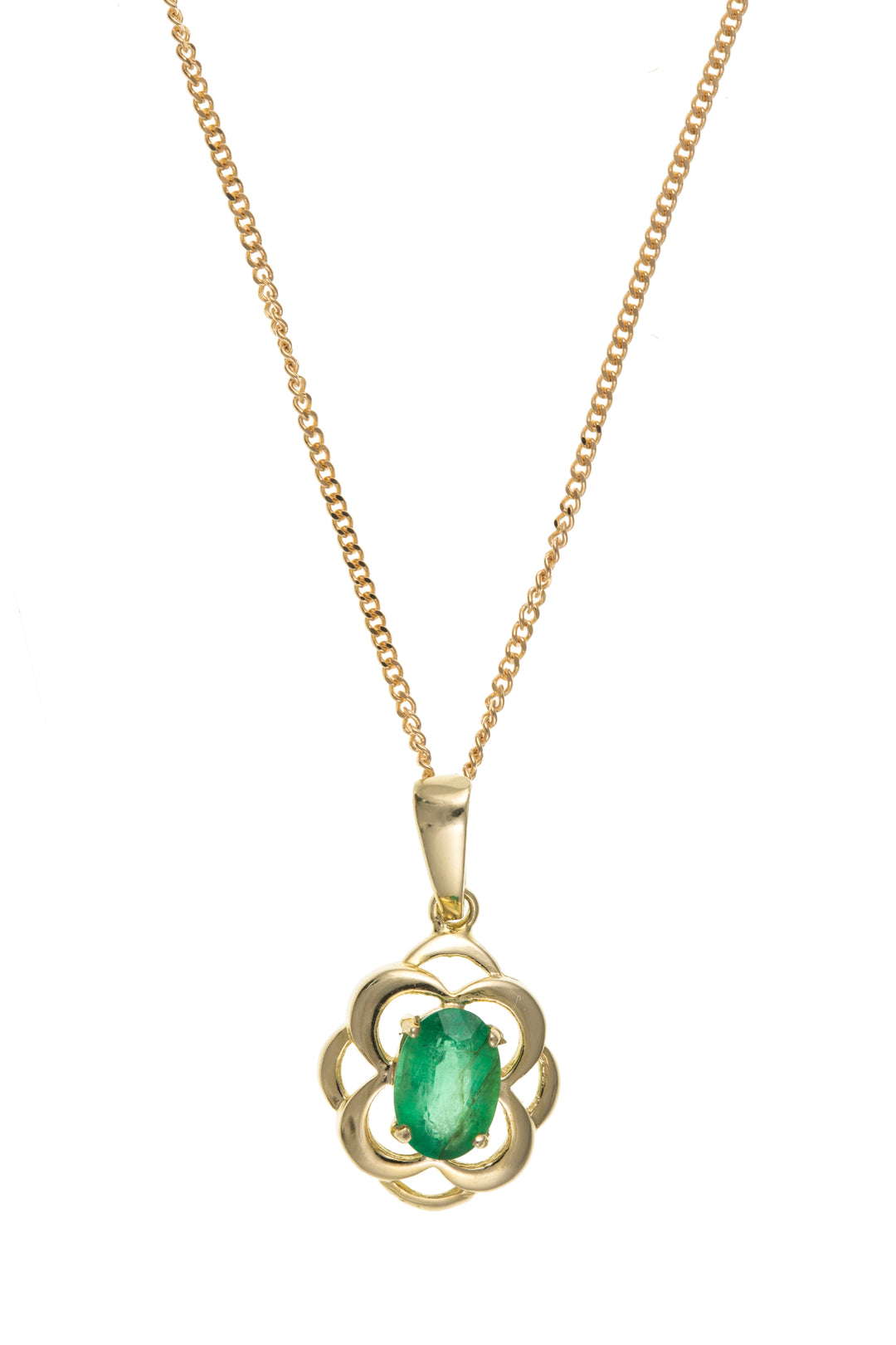 Oval gold pendant set with real Emerald 38279