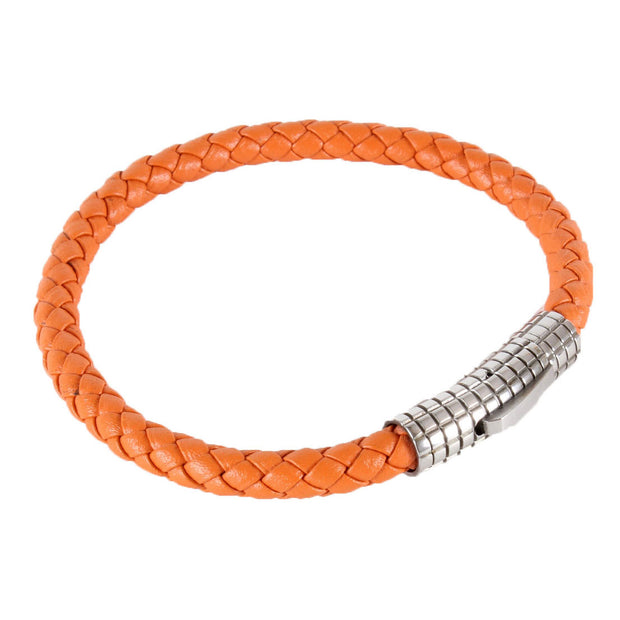 Orange leather gents bracelet 36563