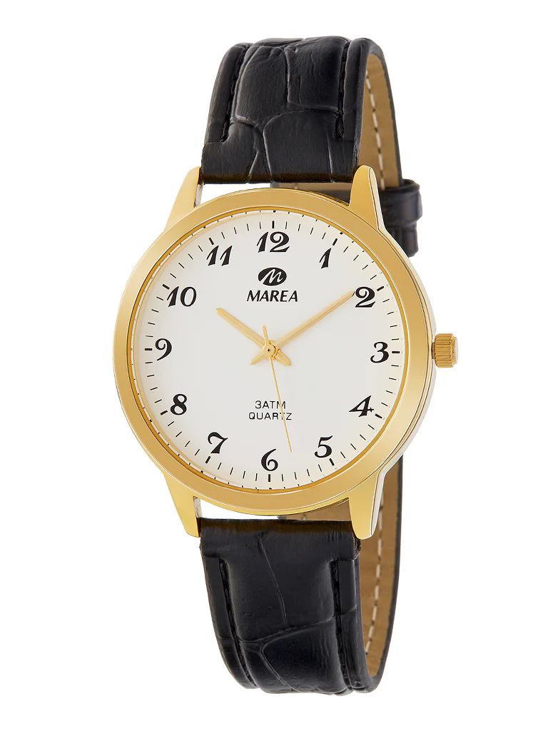 Marea Gents gold tone full figure strap watch 38097