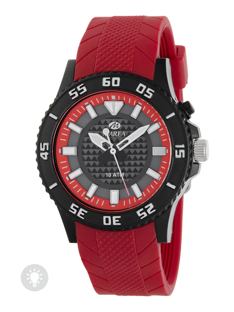 Marea Gents black & red sports watch with backlight 38109