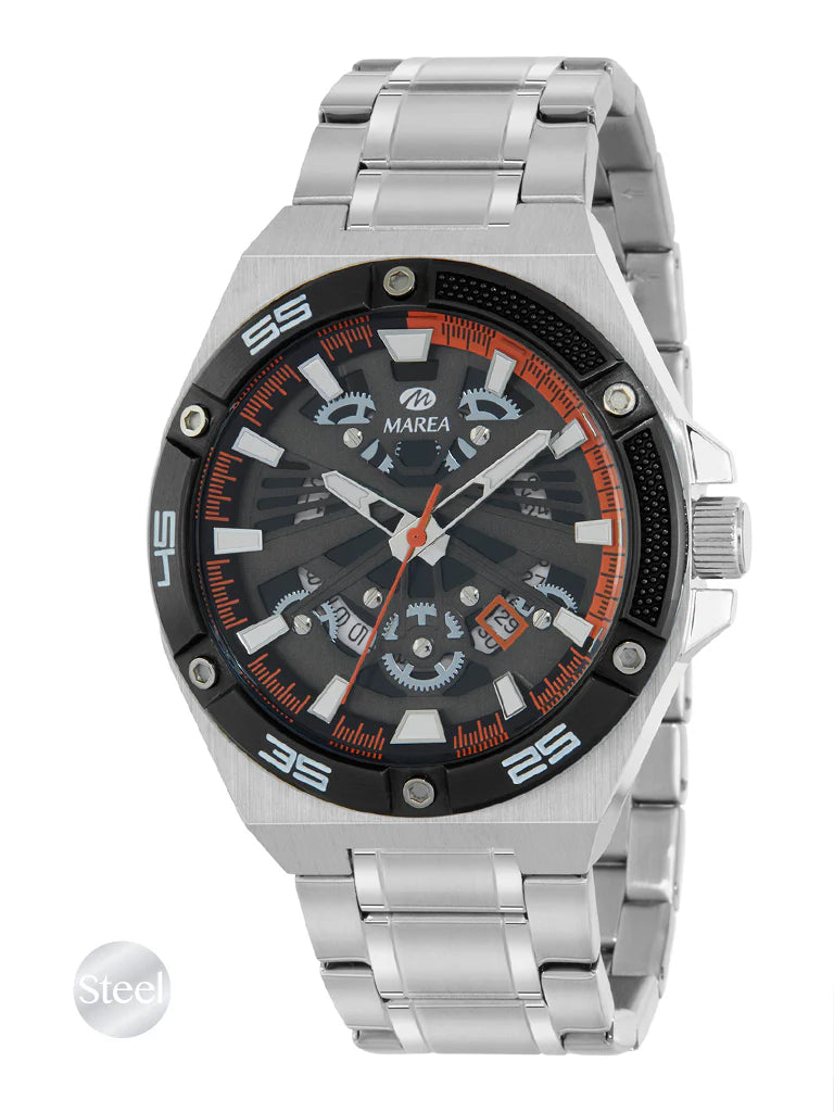Marea Gents black + red feature dial and bezel quartz watch 38104