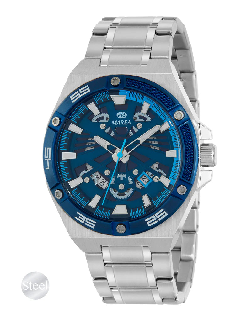 Marea Gents blue feature dial and bezel quartz watch 38102