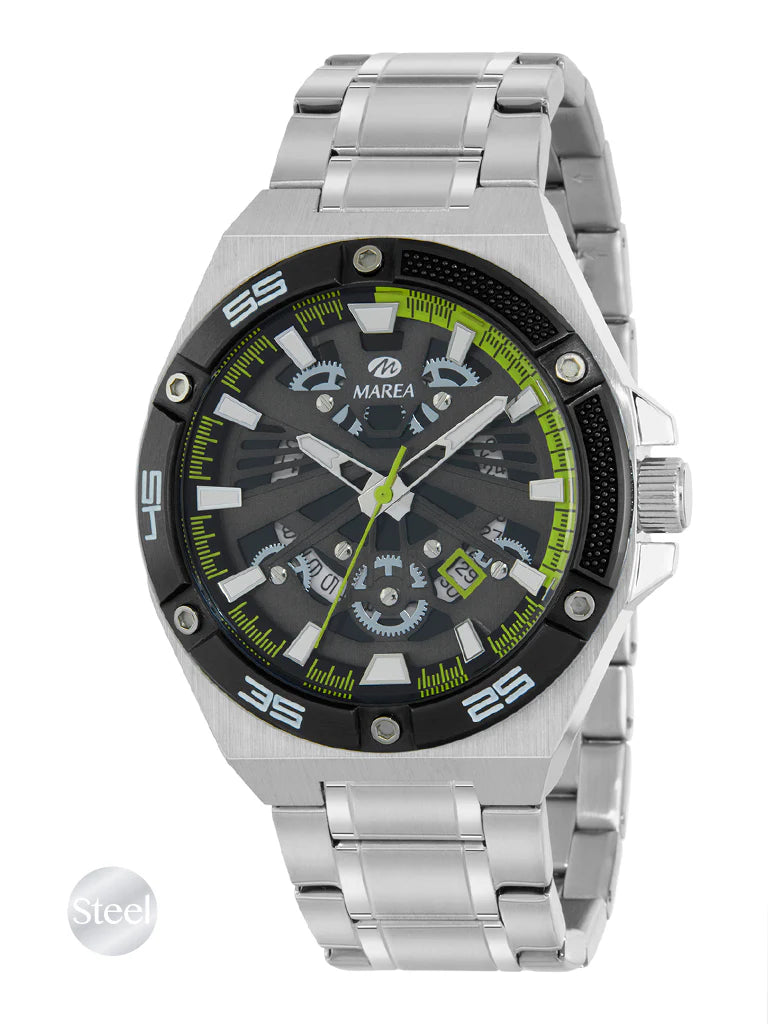 Marea Gents black + green feature dial and bezel quartz watch 38103