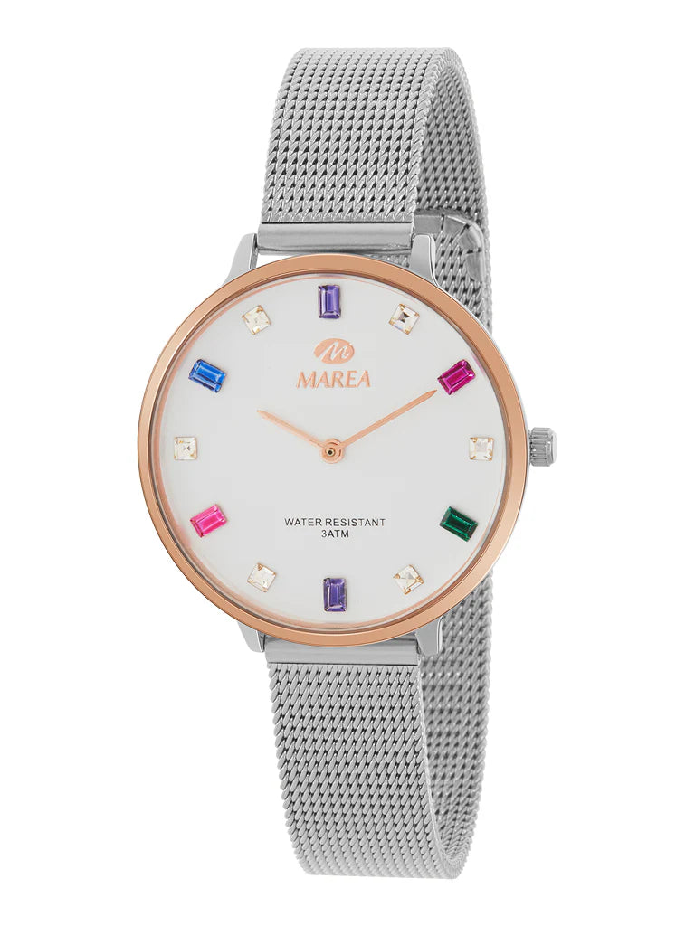 Marea ladies mesh bracelet coloured crystal watch 38101