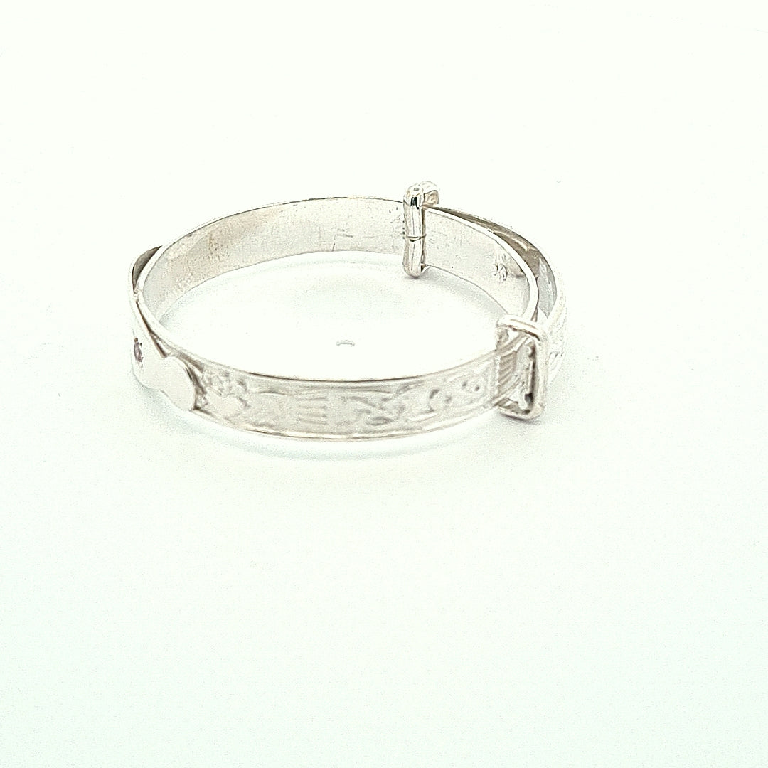 Sterling silver Claddagh expanding baby bangle 36450 - Armin Lowe Jewellers