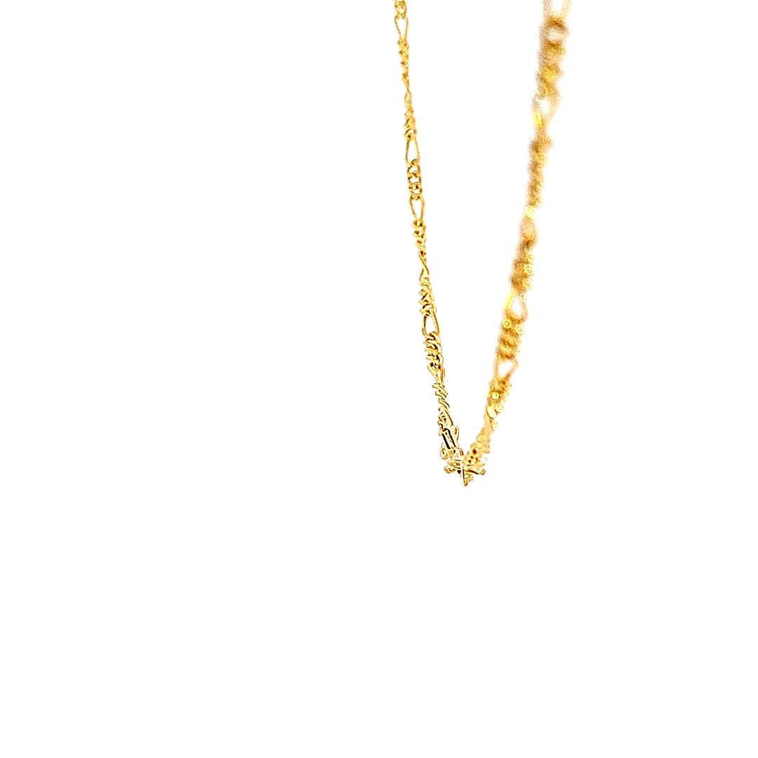 20"/51cm 9ct gold 3+1 Figaro link chain 36591 - Armin Lowe Jewellers