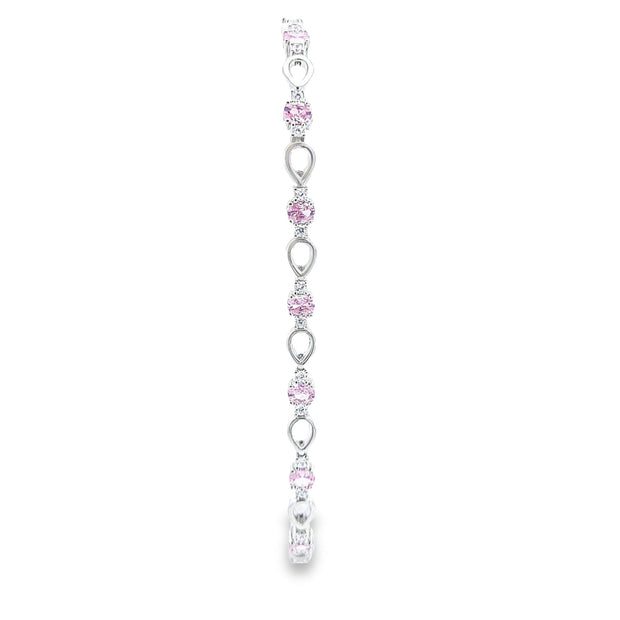 Sterling silver ladies Pink CZ set bracelet 36910
