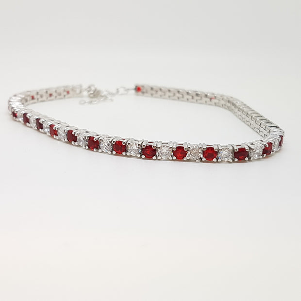 Sterling silver Ruby CZ Tennis bracelet 33647