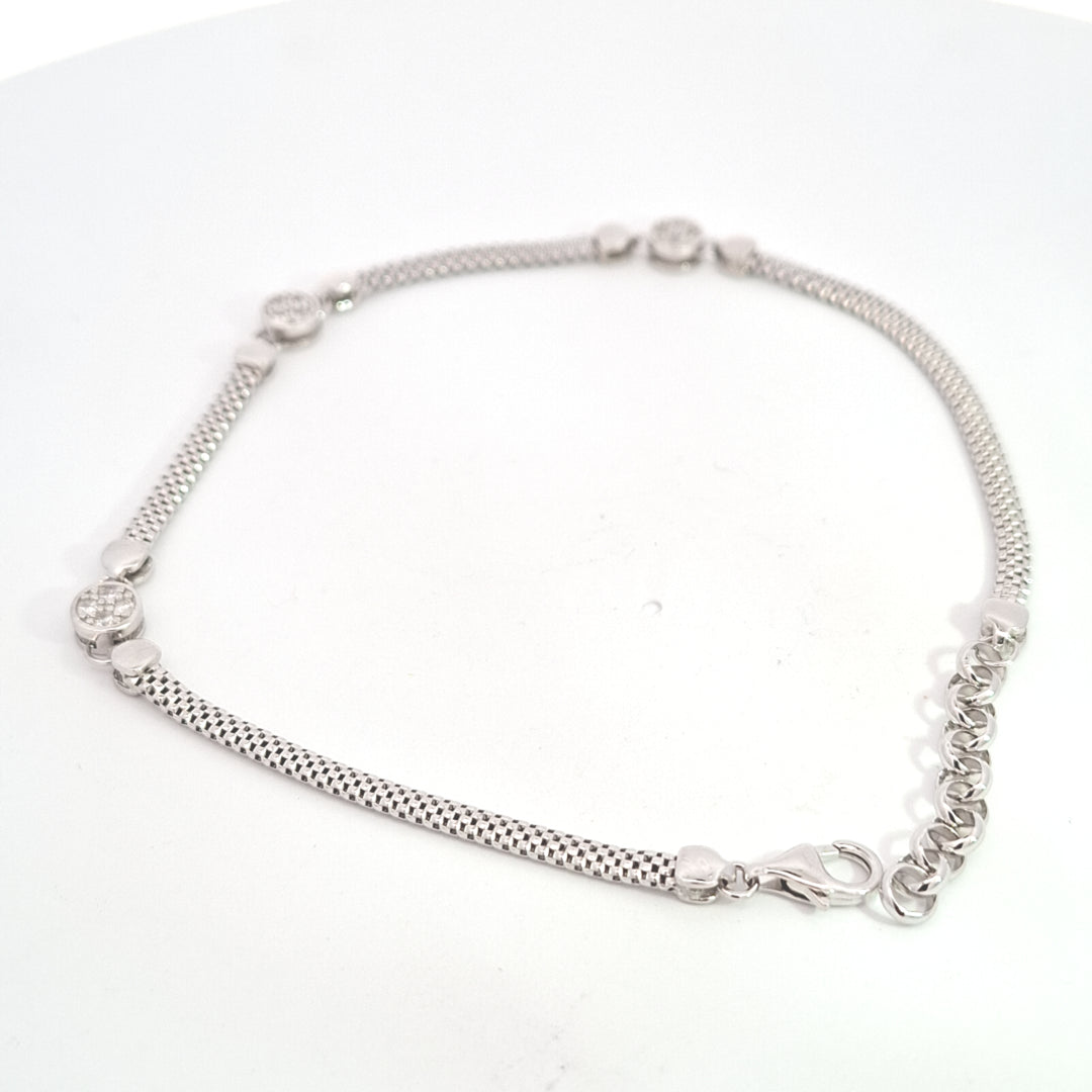 Ladies CZ fancy foxtail chain bracelet 38032