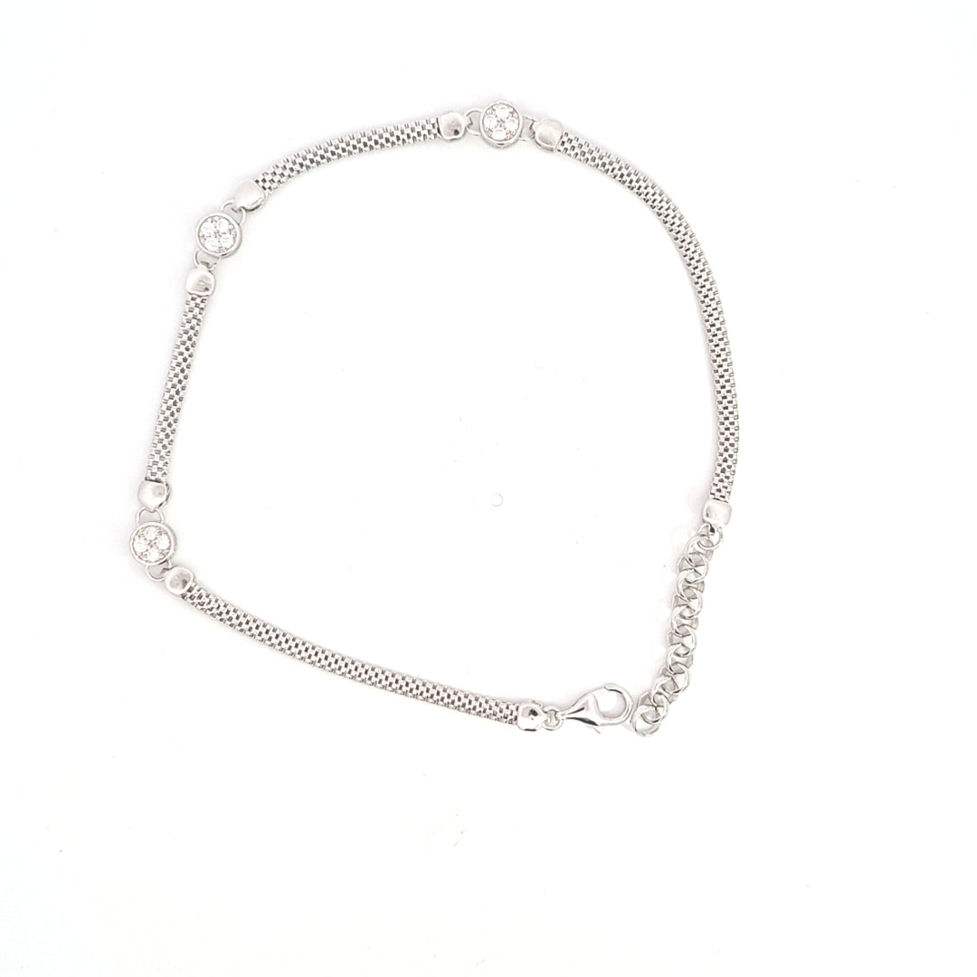 Ladies CZ fancy foxtail chain bracelet 38032