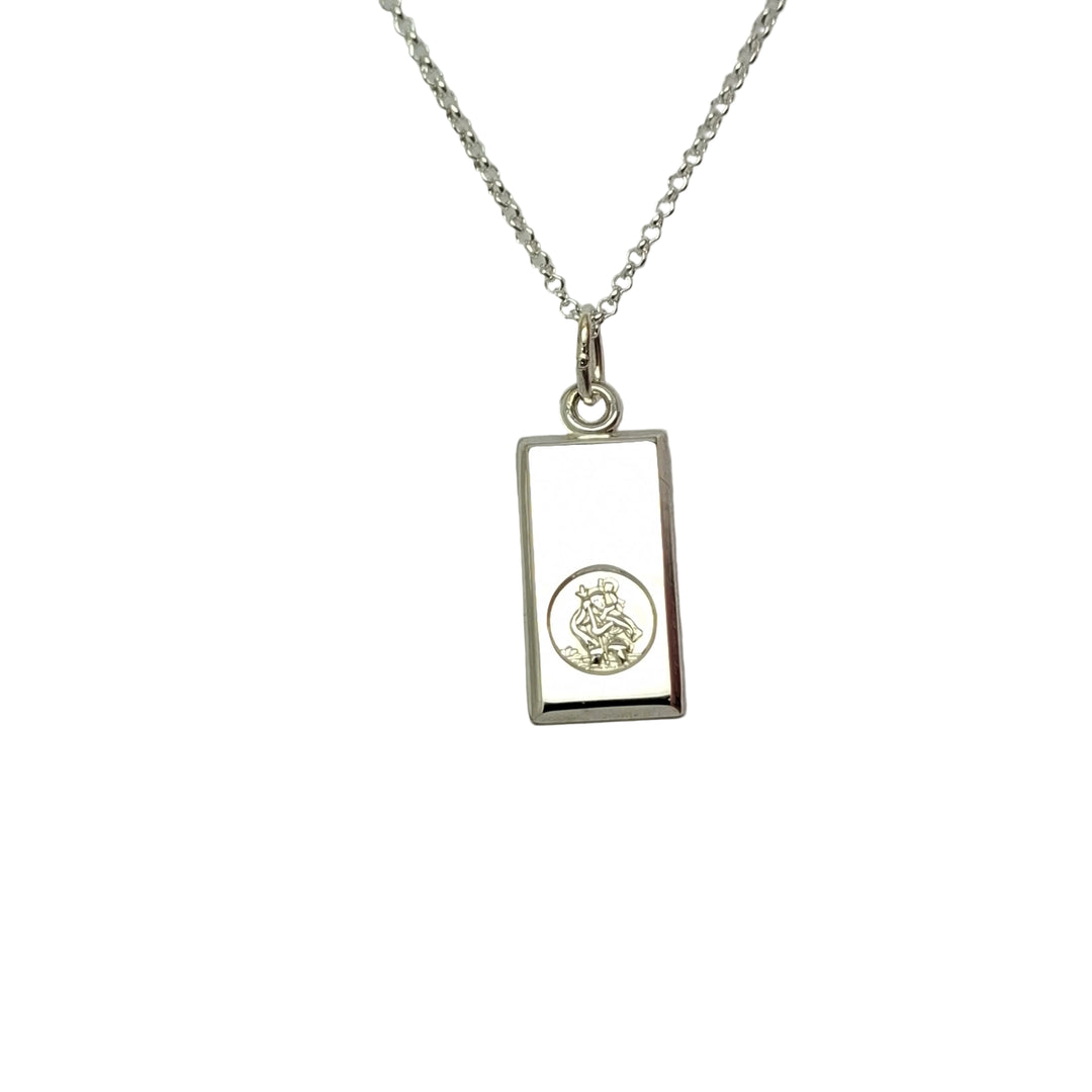 St Christopher silver ingot pendant