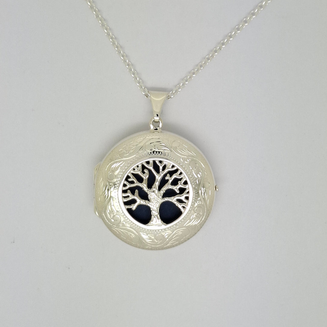 33mm round open work Tree of Life locket 32674