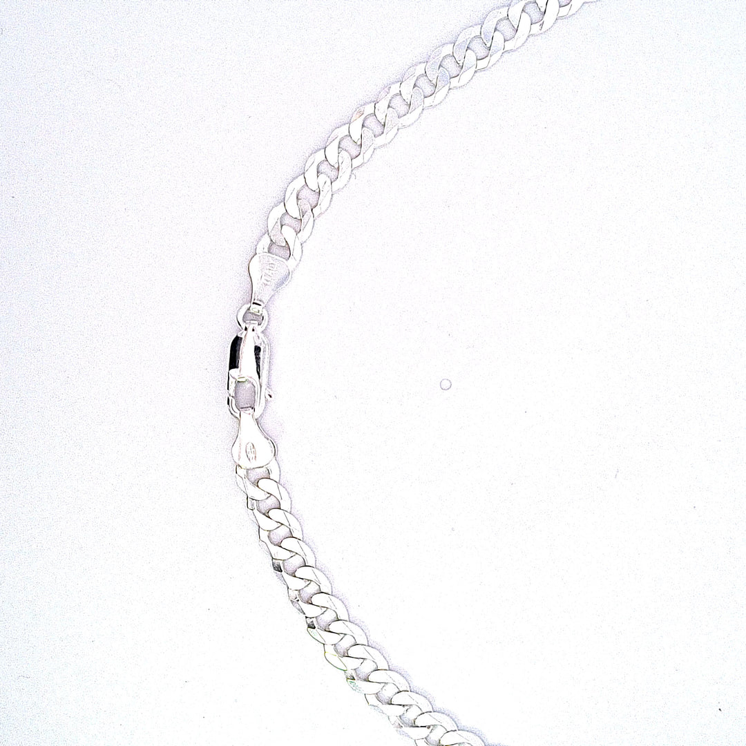 Sterling Silver gents hammered curb diamond cut 20" chain 35564