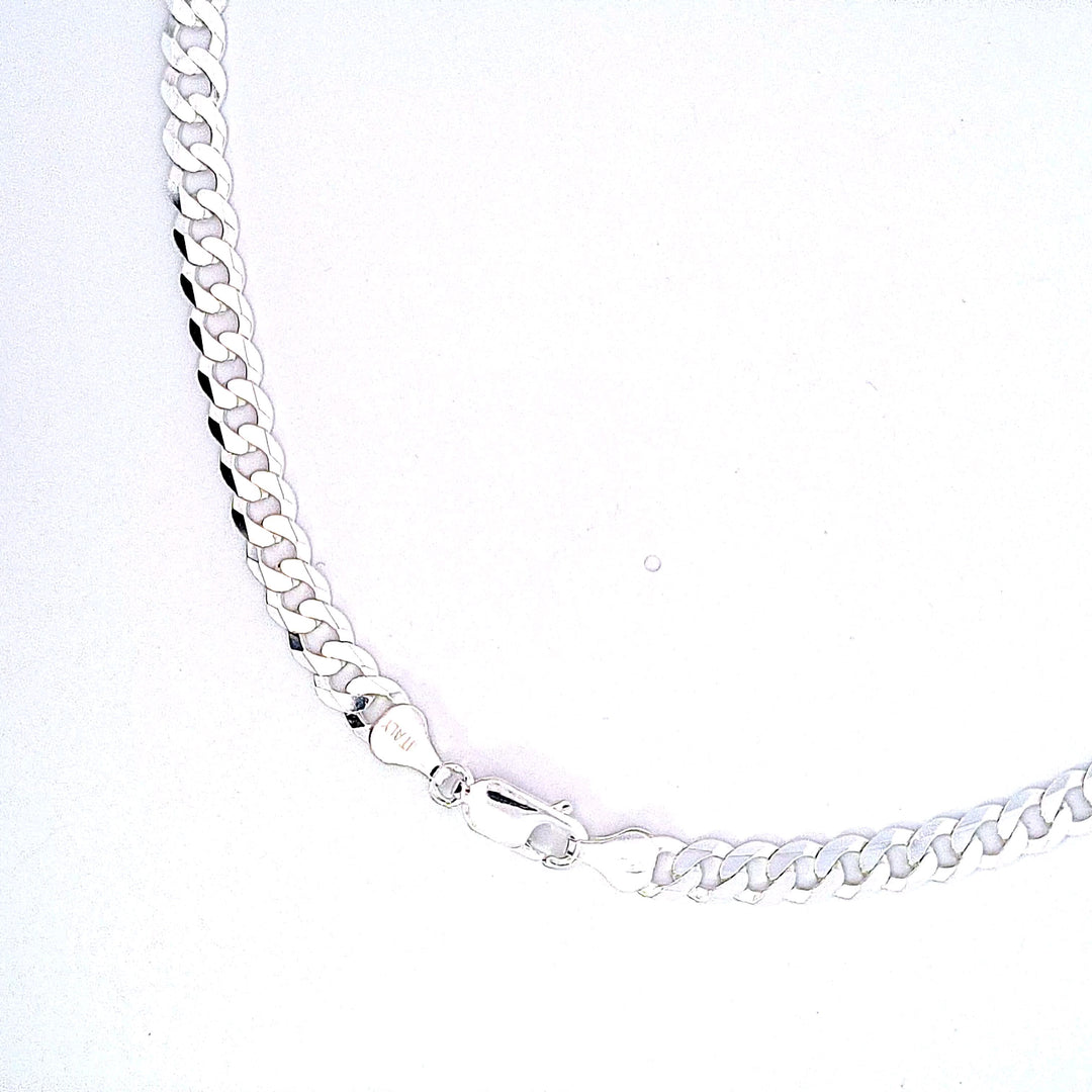 Sterling Silver gents hammered curb diamond cut 20" chain 35564