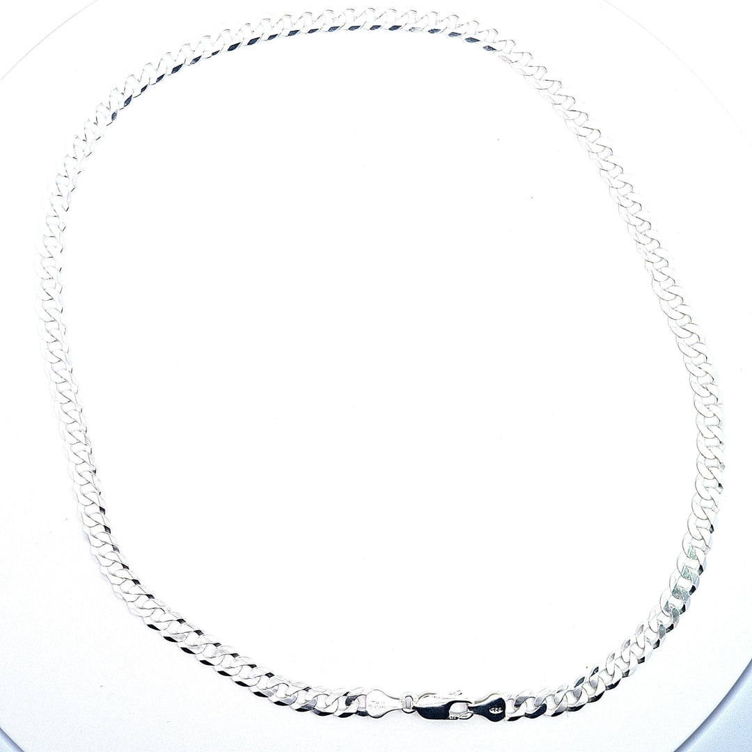 Sterling Silver gents hammered curb diamond cut 20" chain 35564