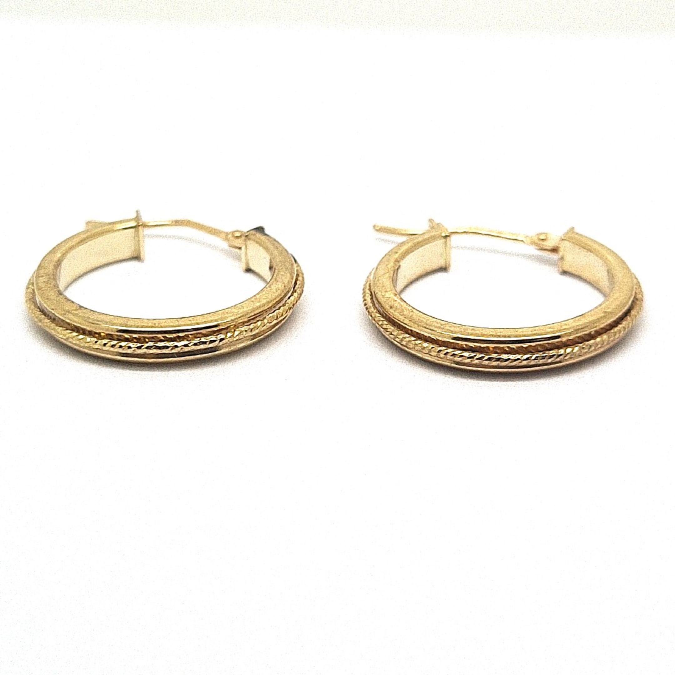 Diamond cut textured pattern hoop earrings 35354 - Armin Lowe Jewellers