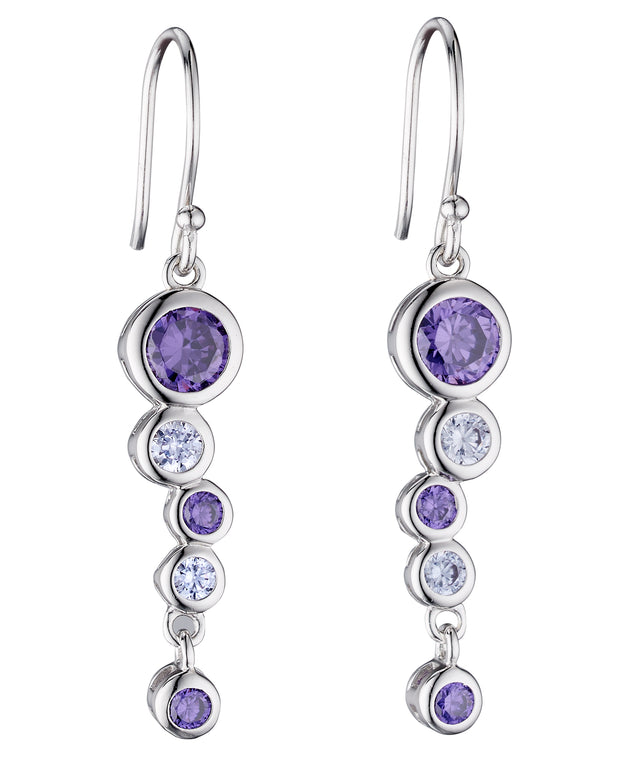 FIORELLI silver Bubble Drop Earrings With Purple CZ 32847