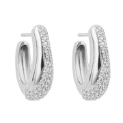 FIORELLI silver Organic Shaped 3/4 Hoop Earrings With Cubic Zirconia 36784