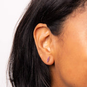 FIORELLI silverNavette Stud Earrings With Fuchsia Crystal 36777