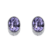 FIORELLI silver Oval Tanzanite Crystal Stud Earrings With Cubic Zirconia Wave 36781