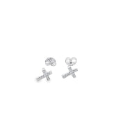 Sterling silver CZ set cross stud earrings 33903