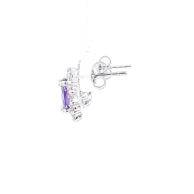 Amethyst Purple CZ cluster earrings 36933