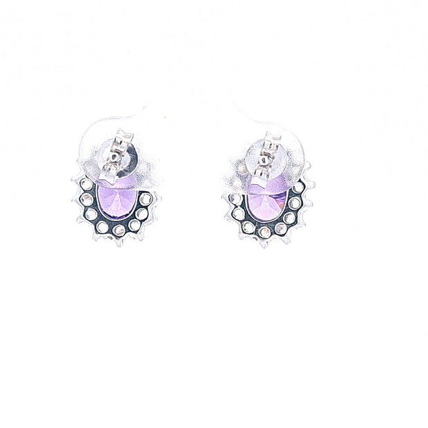 Amethyst Purple CZ cluster earrings 36933