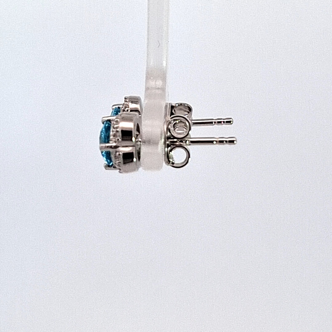 Floral CZ Halo stud earrings 38328