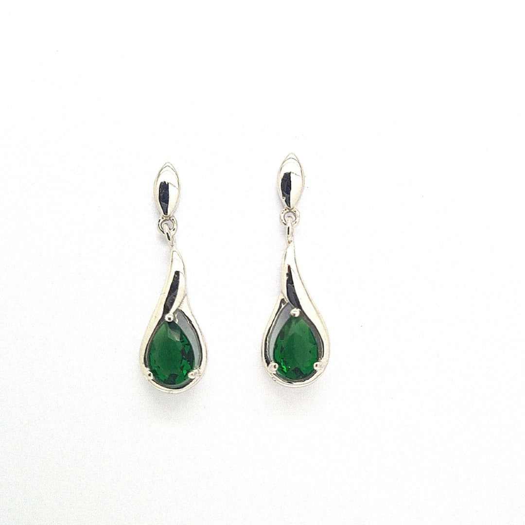 Emerald Green CZ drop earrings 37281 - Armin Lowe Jewellers