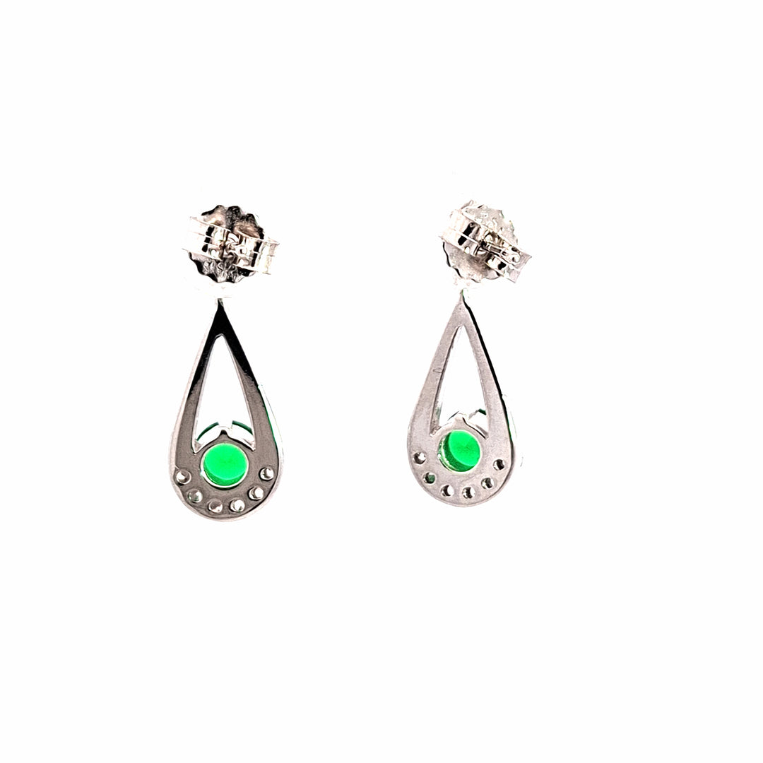 Emerald Green CZ Pear drop earrings 38334