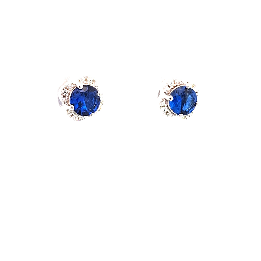 Floral CZ Halo stud earrings 38330