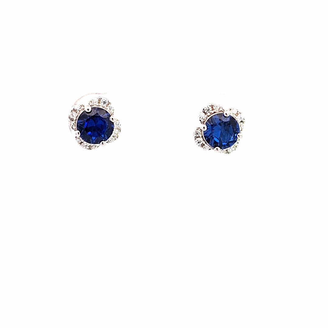 Floral CZ Halo stud earrings 38330