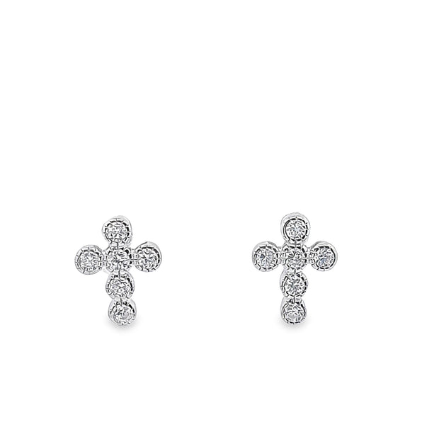 CZ stud Cross earrings 37106