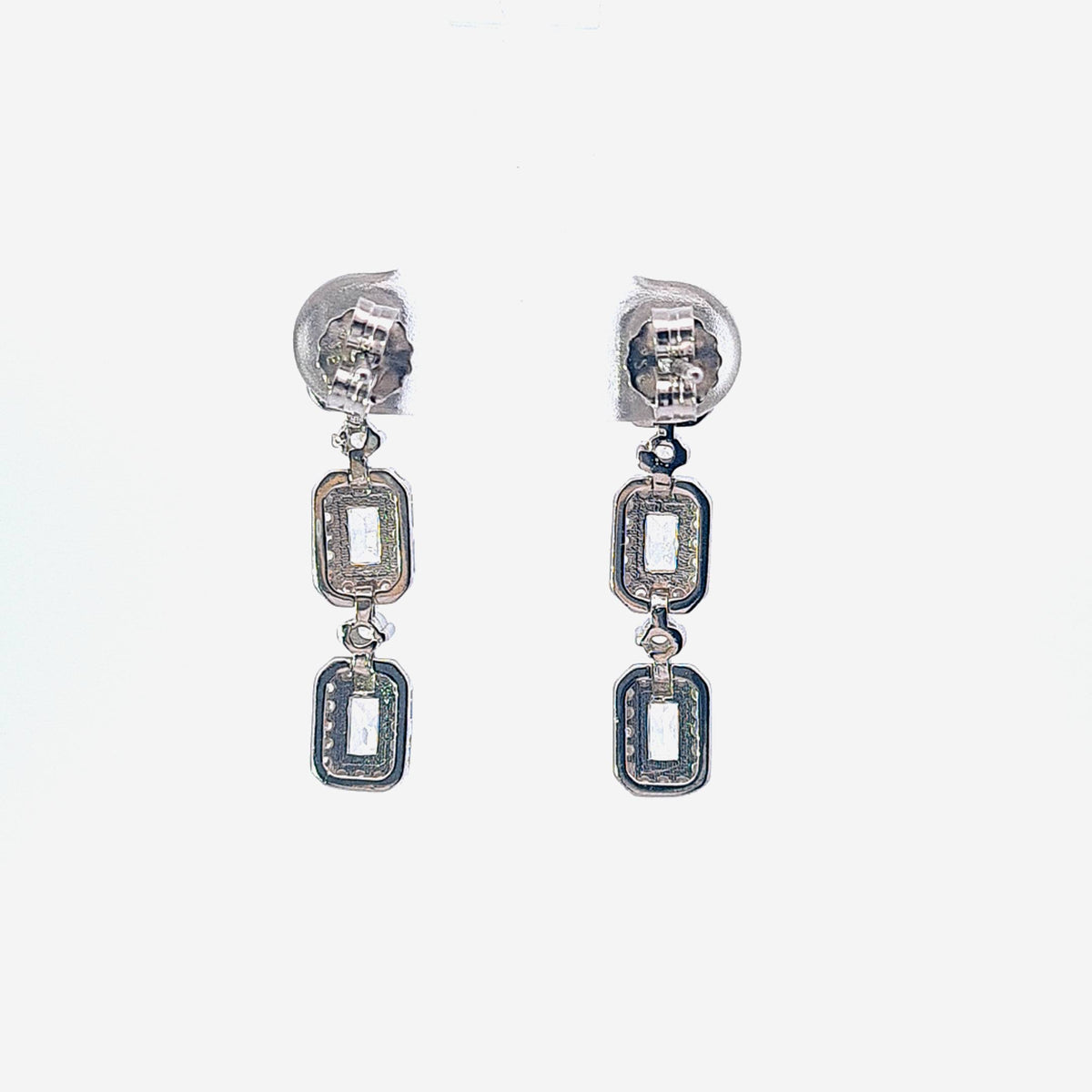 Sterling silver Emerald Cut CZ earrings 37350 - Armin Lowe Jewellers