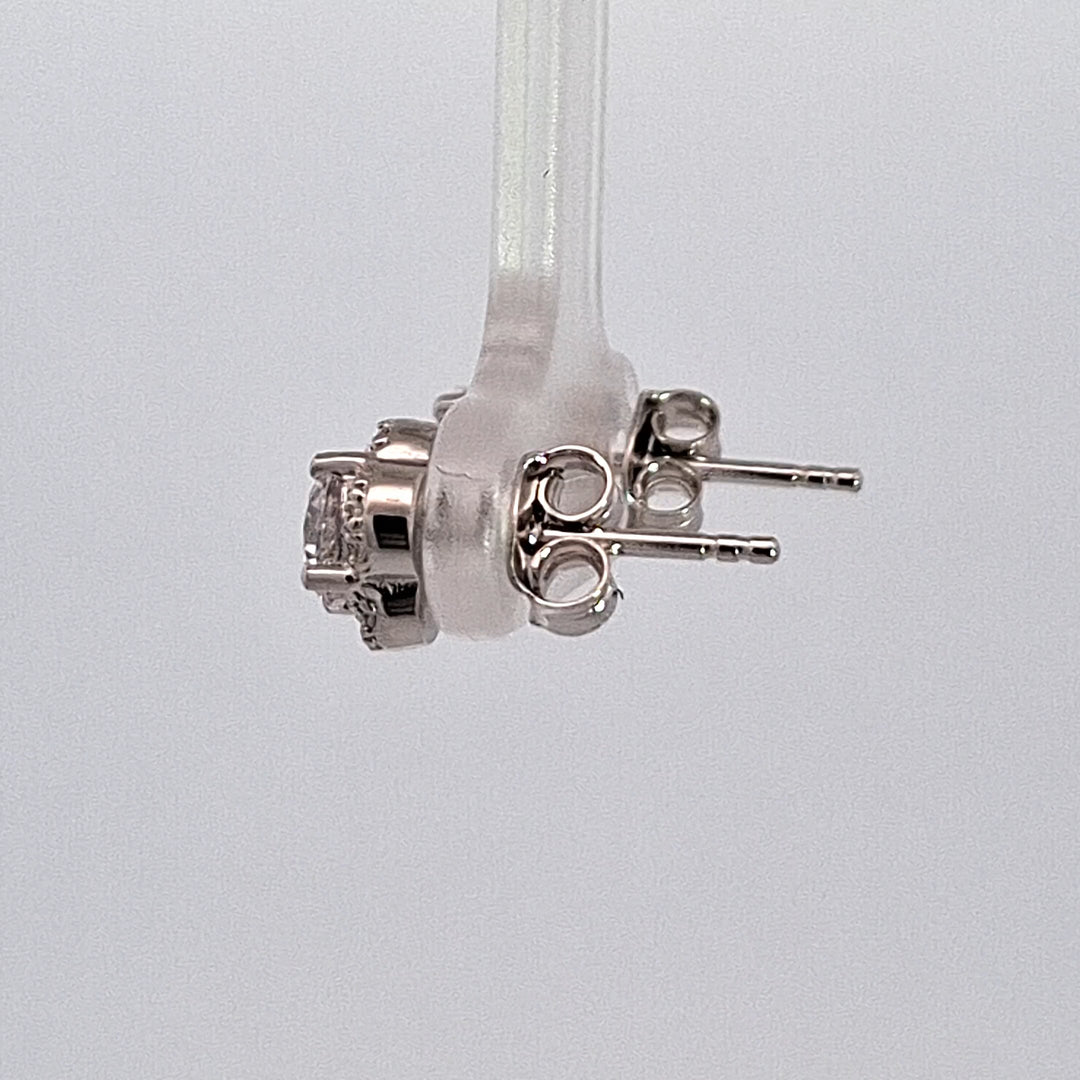 Floral CZ Halo stud earrings 38326