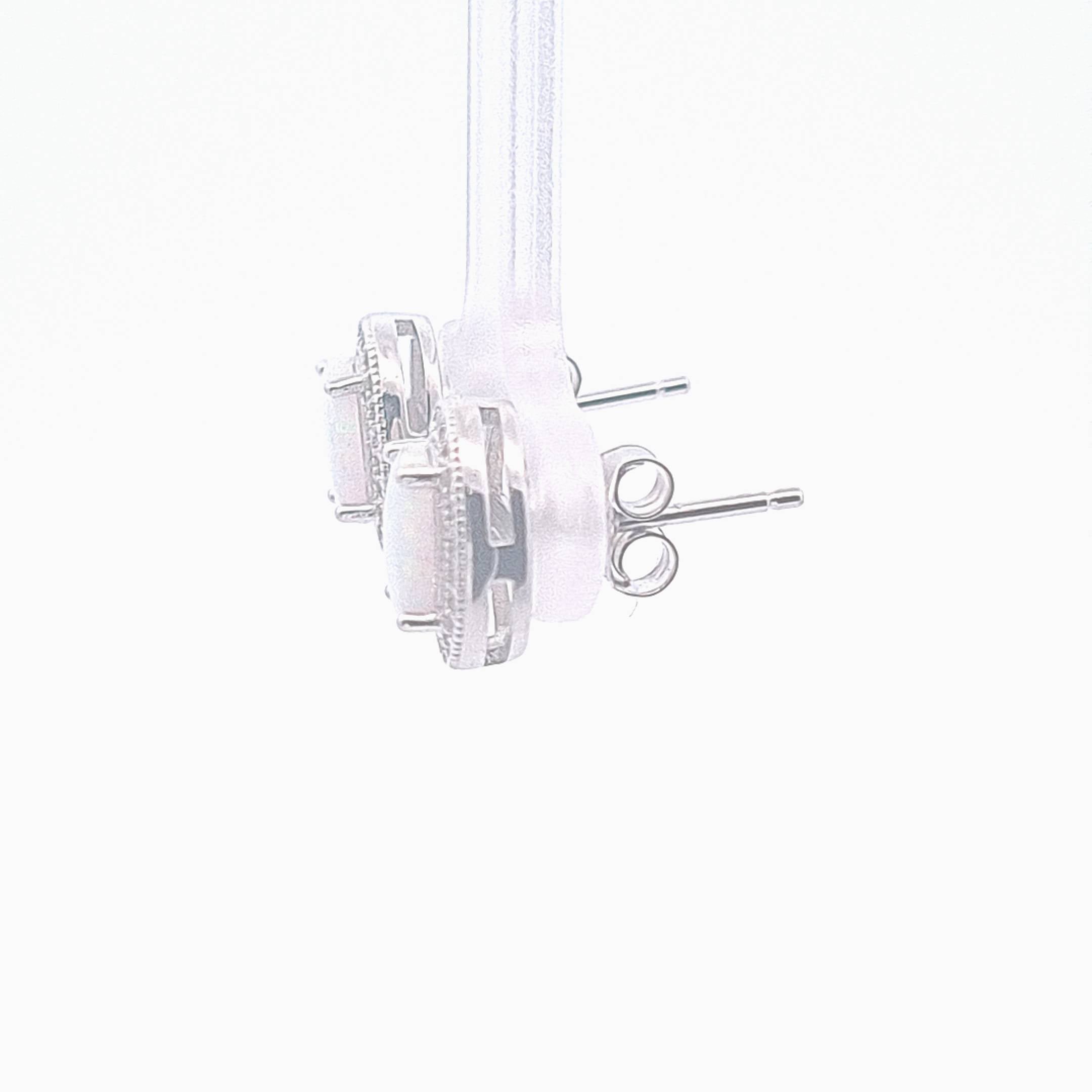 Created opal Halo stud earrings 37266 - Armin Lowe Jewellers