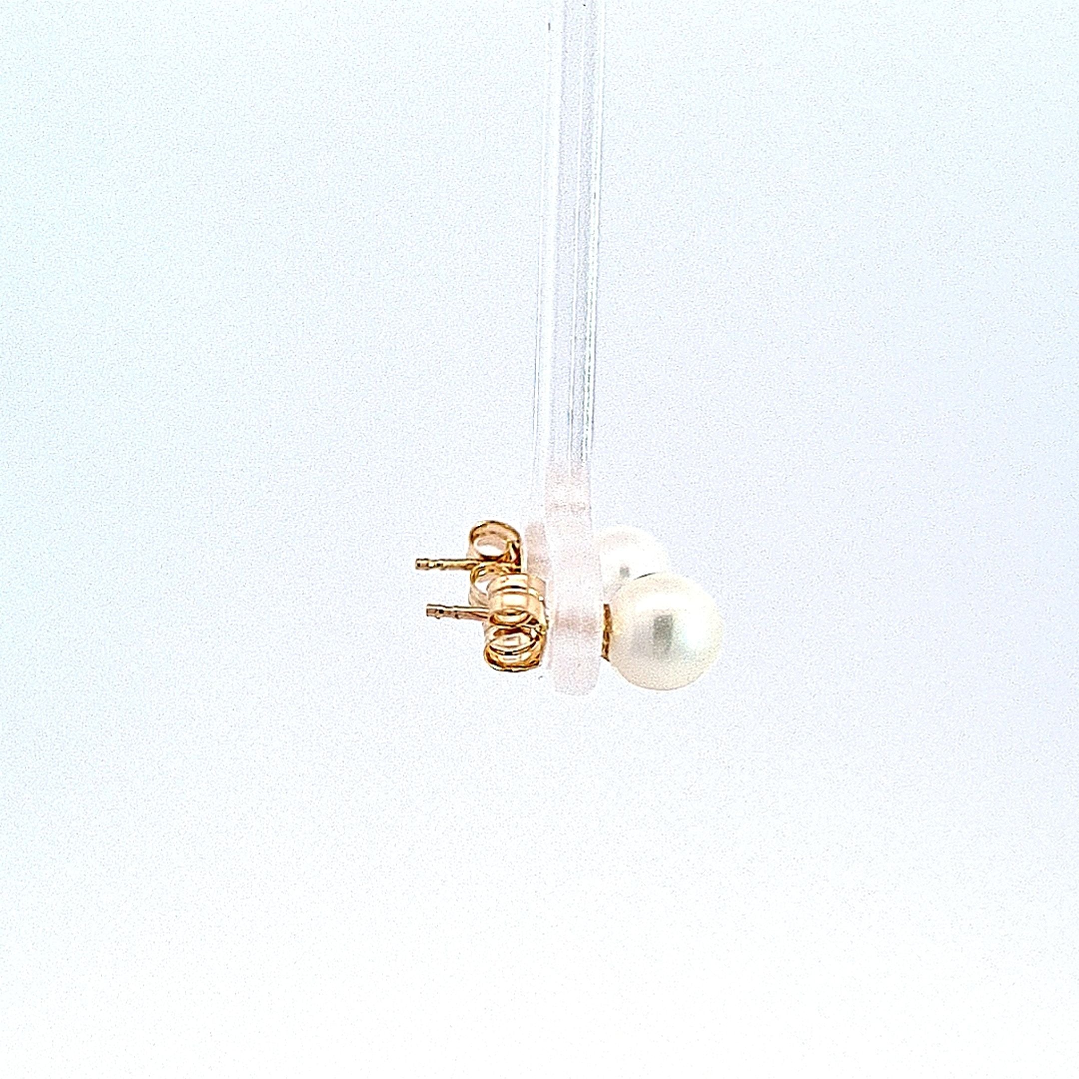 Yellow gold 6mm freshwater cultured pearl stud 34250 - Armin Lowe Jewellers
