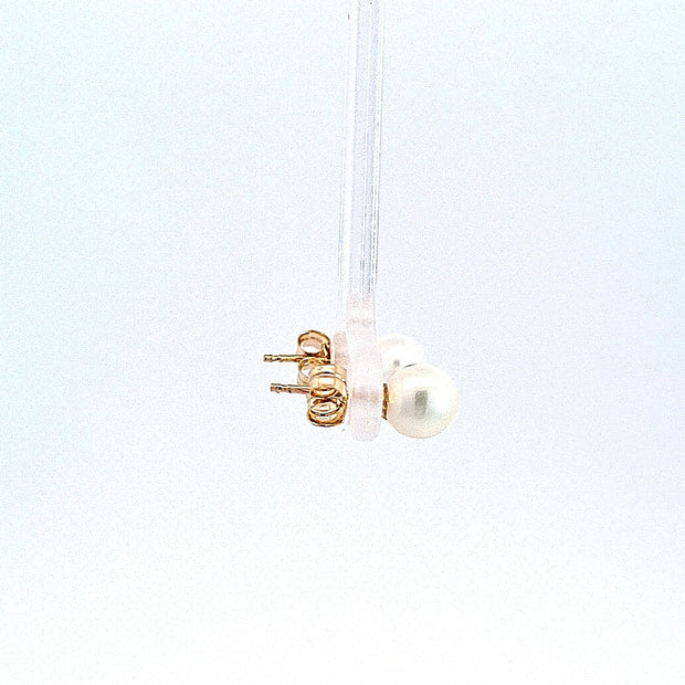 Yellow gold 6mm freshwater cultured pearl stud 34250