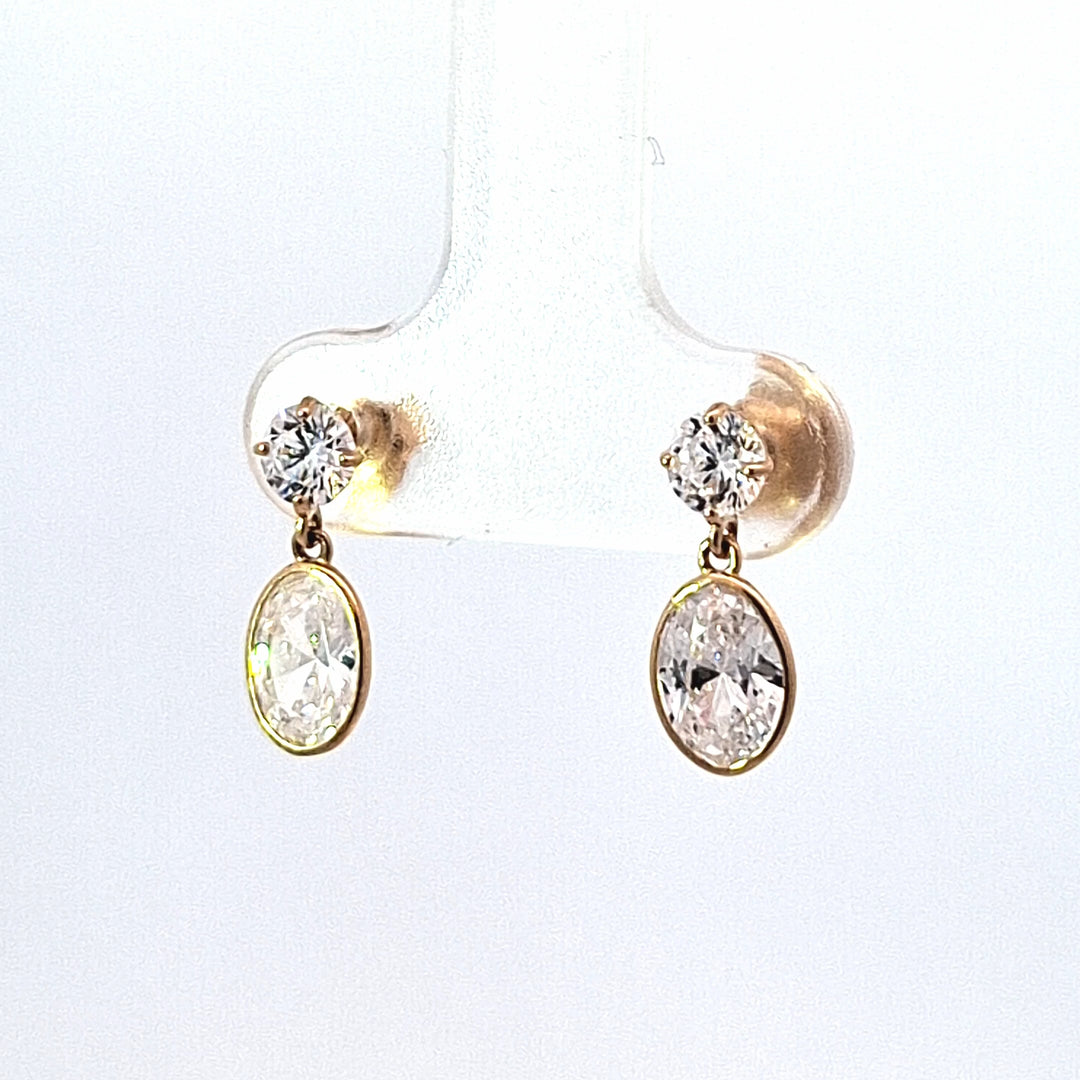 Gold Drop oval CZ earrings 38529
